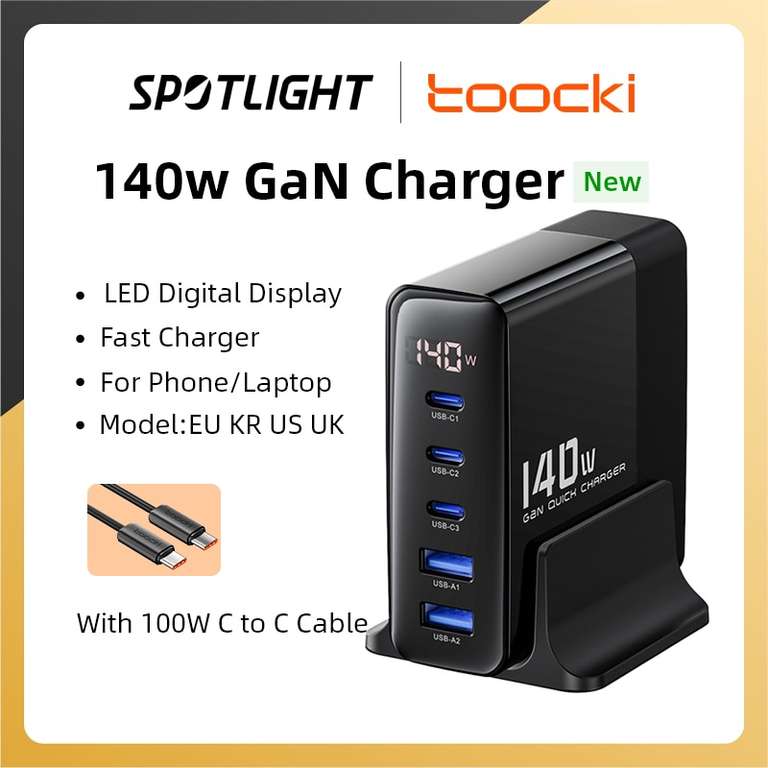 Ładowarka USB-C Toocki fast charge 140w - 35.53$