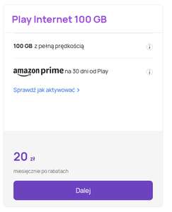 Internet (100 GB) PLAY 24mce - 20zł MIESIĘCZNIE!