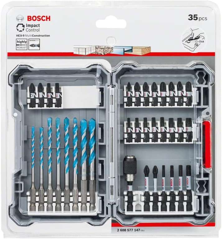 Bosch Professional 35-częściowy zestaw wierteł MultiConstruction i bitów do wkrętarek Impact Control (Pick and Click, HEX-9)