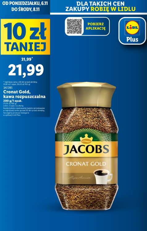 Jacobs Cronat Gold kawa rozpuszczalna 200g - Lidl