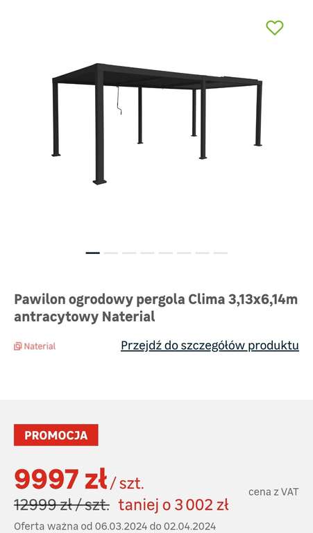 Pawilon ogrodowy pergola Naterial Clima 3mx6m