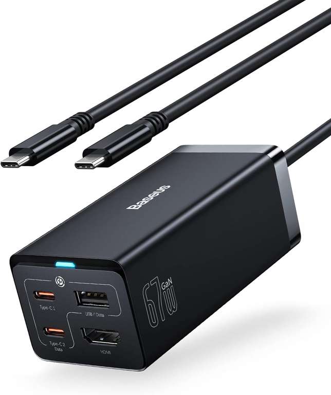 Ładowarka Baseus 67W GaN5, 2 x USB-C, 1 port HDMI, 1 port USB-A (PRIME)