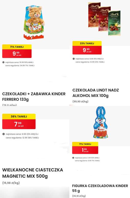 Pogłębiona wyprzedaż słodyczy wielkanocnych np Jajko Kinder Maxi 9.99zł (09.04) - Biedronka