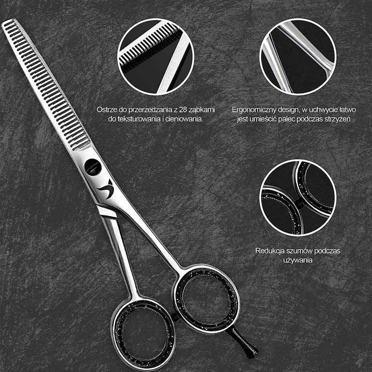 Candure Profesjonalne nożyczki fryzjerskie do cieniowania 6"