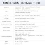 MINIS FORUM EliteMini TH80 Mini PC Intel Core i7-11800H, 16 GB RAM, 512 GB PCIe SSD WIN 11 PRO
