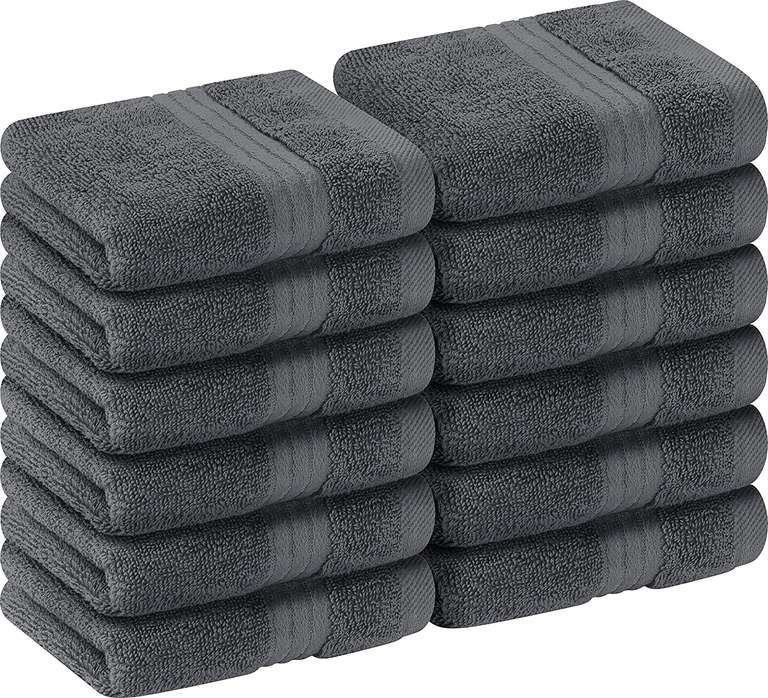 Utopia Towels - 12 małych ręczników, ściereczek, 30 x 30 cm szare -100% bawełna, bardzo chłonne i miękkie w dotyku