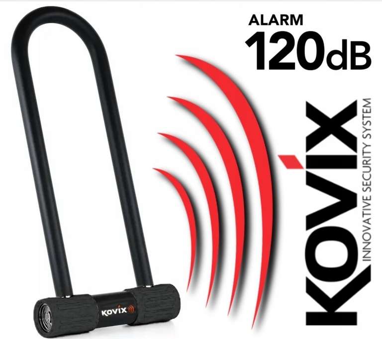 Kłódka U-Lock z alarmem KOVIX KTL14-300 czarna