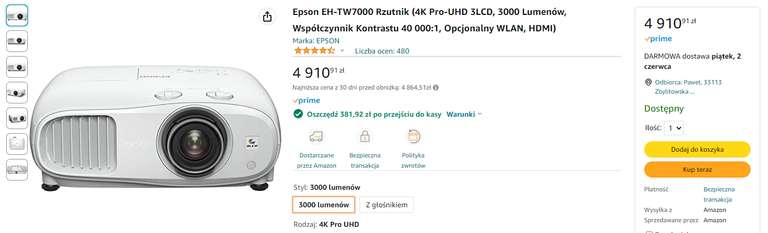 Projektor Epson EH-TW7100 / EH-TW7000