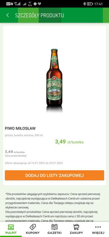 Piwo Miłosław Pilzner Delikatesy Centrum