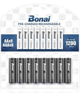 BONAI Akumulatory 8 x AA i 8XAAA 2800/1100 mAh akumulatory wielokrotnego ładowania