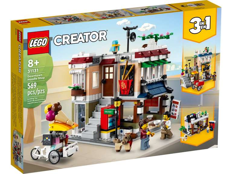 LEGO Creator 3 w 1 31131 Sklep z kluskami w śródmieściu — zawiera kamienicę, sklep rowerowy i salon gier