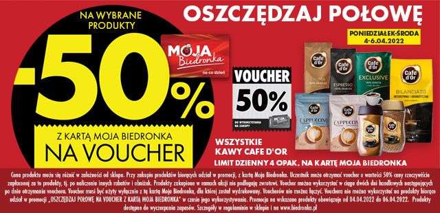 Voucher 50% za zakup czekoladek Merci 210-250g i kawy Cafe D`O