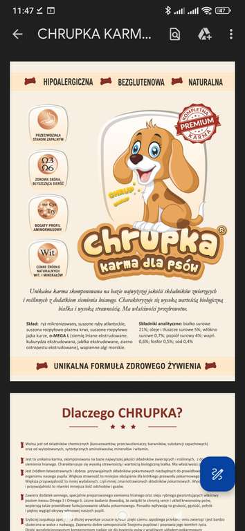 Karma dla psów CHRUPKA - Lira