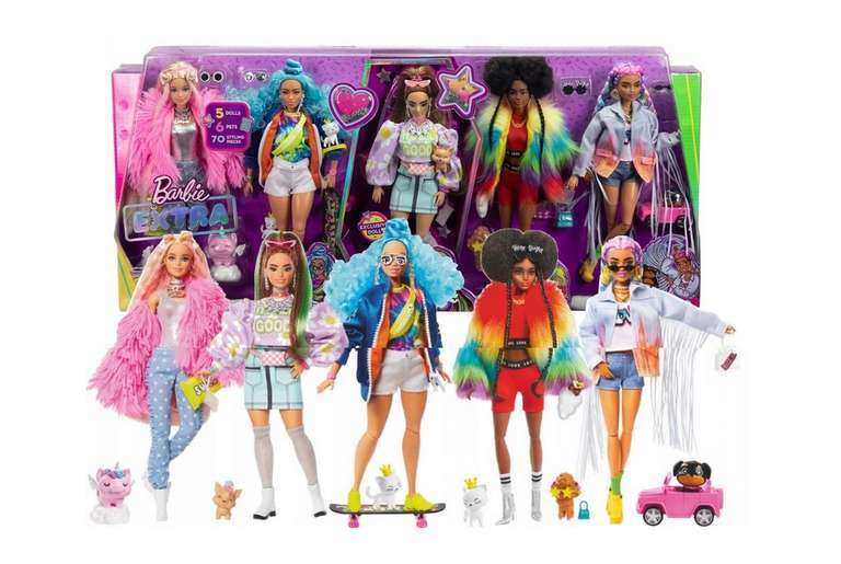 Zestaw 5 lalek Barbie Extra (1 unikatowa, tylko w tym zestawie) za 245 zł | Koraliki wodne 3000+ elementów (zestaw) za 40 zł @ Allegro