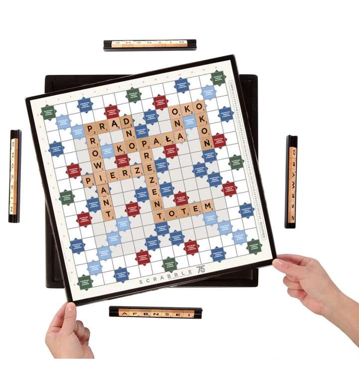 Gra Scrabble 75lecie edycja specjalna drewniane obracana tablica