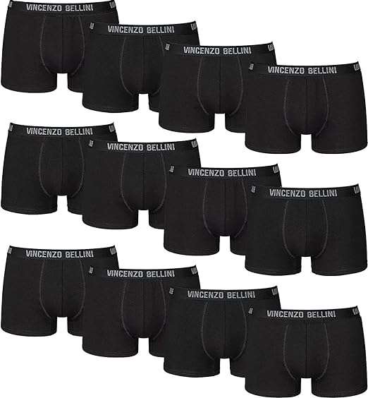 12 sztuk majtek męskich - bokserki Vincenzo Bellini, bawełna, czarne, r.L (inne rozmiary/kolory po 135-150zł)