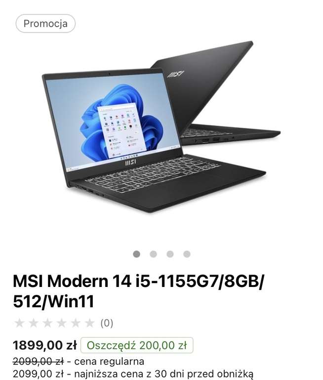 Laptop MSI Modern 14 i5-1155G7/8GB/512/Win11