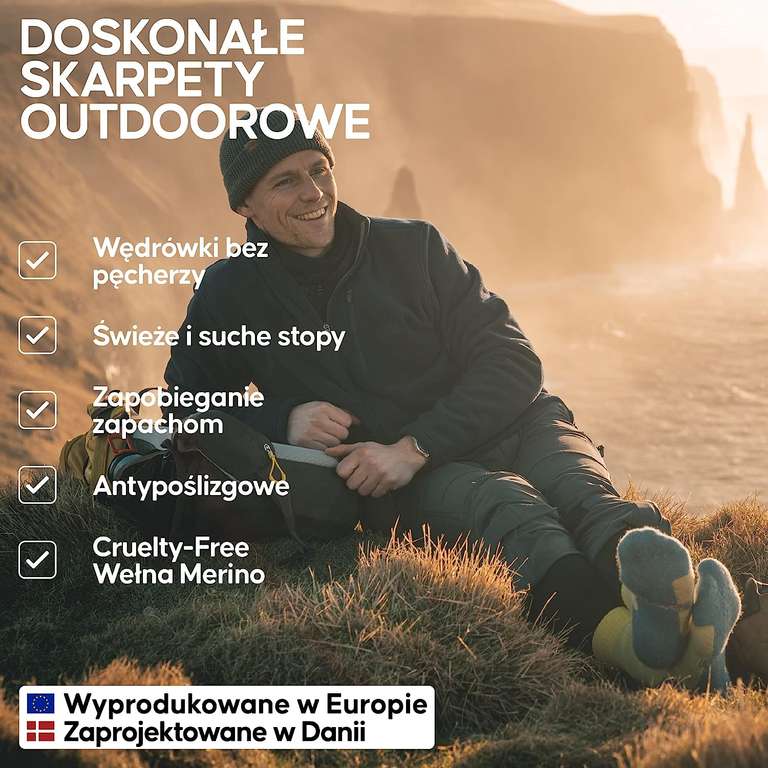 DANISH ENDURANCE 3-PACK Letnie Skarpety Trekkinowe z Wełny Merino, Termoaktywne, Turystyczne, Męskie, Damskie i dla Dzieci