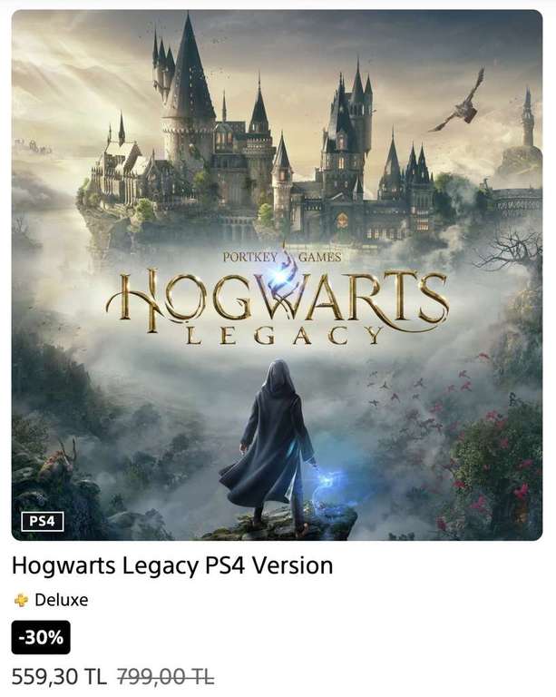 Dziedzictwo Hogwartu wersja na PS4 za 86,26 zł / Dziedzictwo Hogwartu wersja na PS5 za 97,05 zł z Tureckiego PS Store