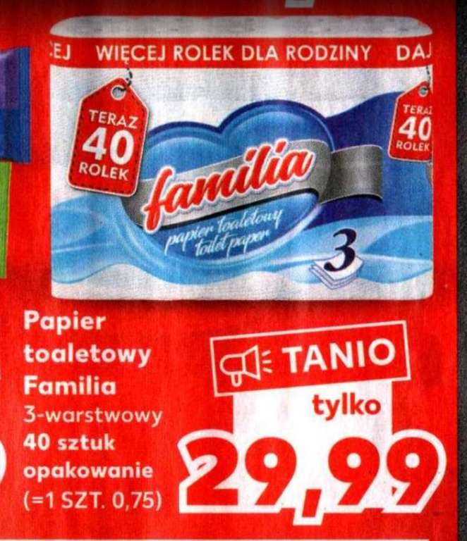 Papier toaletowy Familia 3-warstwowy 40 szt./opak. (0,75 zł/szt.) @Kaufland