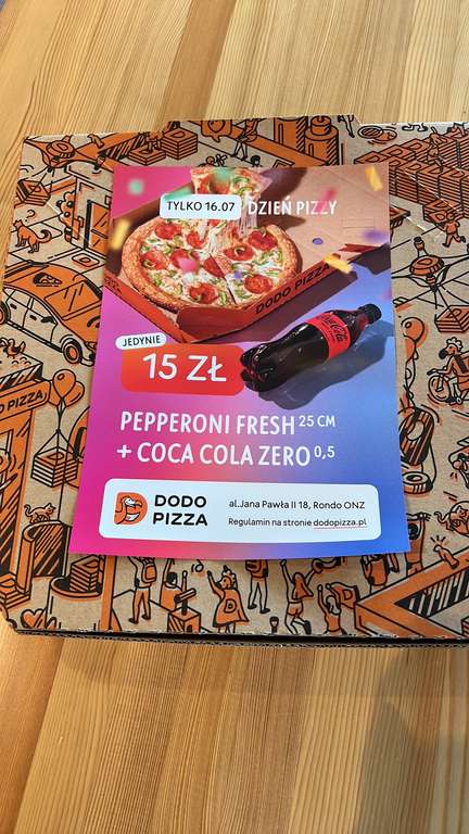 Mała pizza + Cola zero Warszawa Al. Jana Pawła II