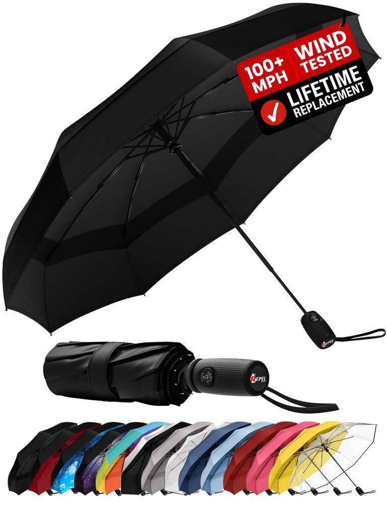 Parasol Repel z żebrami z włókna szklanego (w opisie czarno-czerwony i granatowy) (dożywotnia gwarancja) I AMAZON PRIME