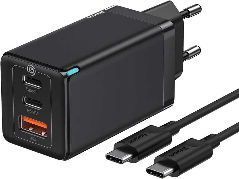 Baseus Ładowarka 65W, Power Delivery z GaN Tech, ładowarka USB z szybkim kablem USB C 100W PD3.0 i QC3.0
