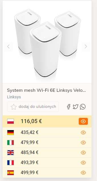 System mesh Wi-Fi 6E Linksys Velop Pro MX6203-KE