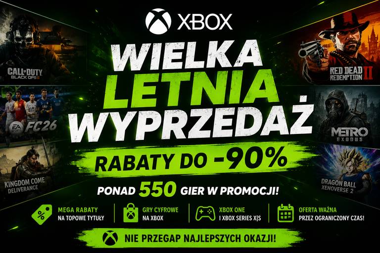 Wyprzedaż Xbox Store – do -90% na gry cyfrowe, dużo ciekawych promocji :) RDR2, Cyberpunk, FC26 Xbox One / Xbox Series X|S / Xbox 360