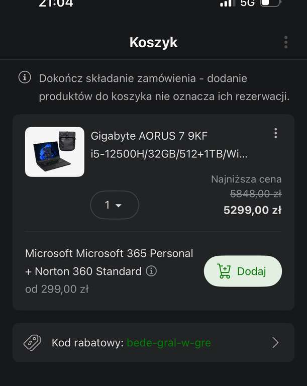 Gigabyte AORUS 7 9KF i5-12500H/32GB/512+1TB/Win11 RTX4060 + Backpack