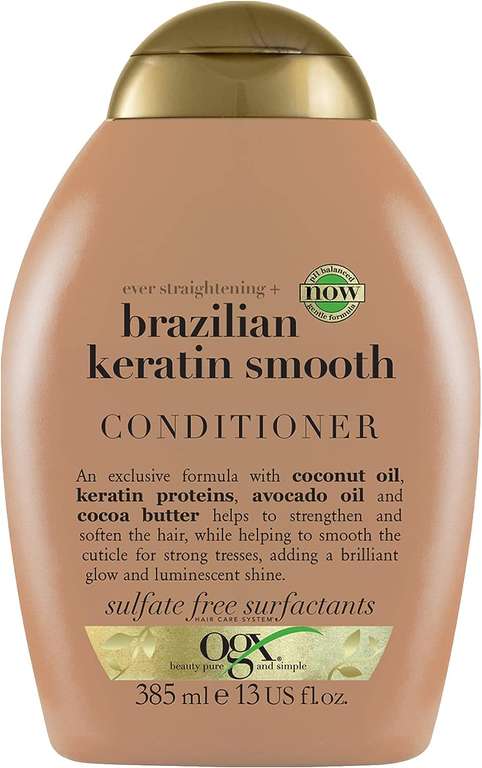OGX BRAZILIAN KERATIN SMOOTH nawilżająca odżywka do włosów, 385 ml