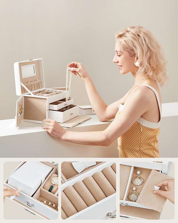 Pojemna szkatułka na biżuterię Songmics + mini pudełeczko podróżne @Amazon