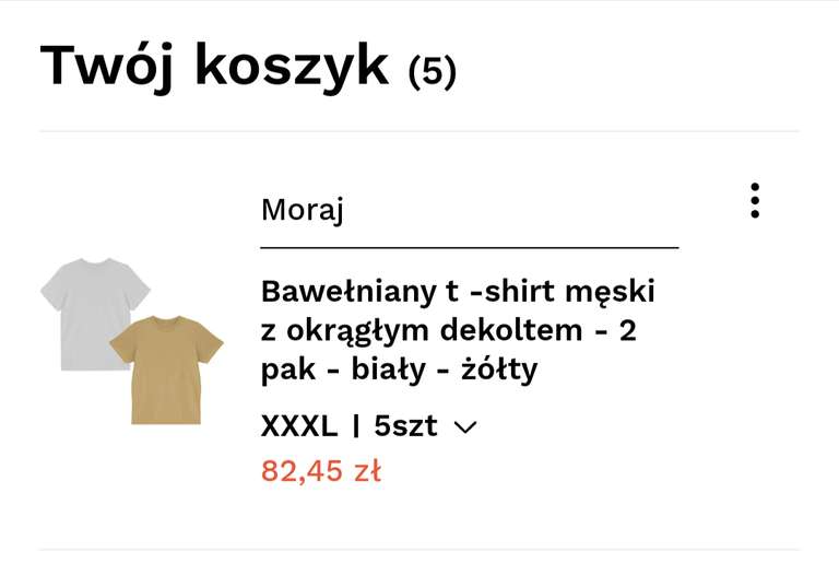 Moraj 10 T-shirt -ów M-XXXL Koszulka/podkoszulka bawełniana męska. 8,25zł za sztukę przy zakupie 5 kompletów. Dostawa kurierem gratis.