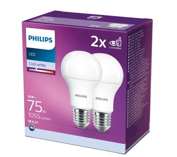 Żarówka LED Philips 10W 1055 lm (75W) E27 4000 K - 2 sztuki - 6,49 zł/szt - tylko odbiór osobisty w sklepie
