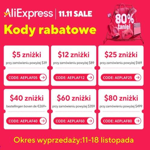Super Okazja! Kody rabatowe AliExpress 11 - 18.11, Zgarnij Swj Kod Ju  Teraz na AliExpress | Pepper.pl