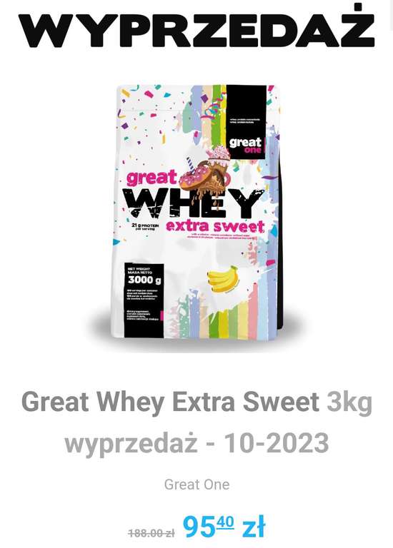 Great Whey Extra Sweet 3kg termin do 10.2023