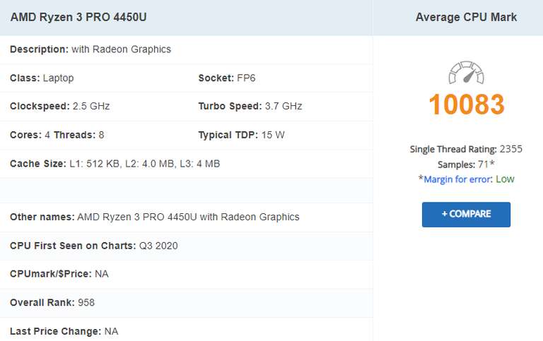 Tani laptop HP MT46 Ryzen 3 Pro 4450U, 8 GB RAM, 128 GB SSD, Wi-Fi 6