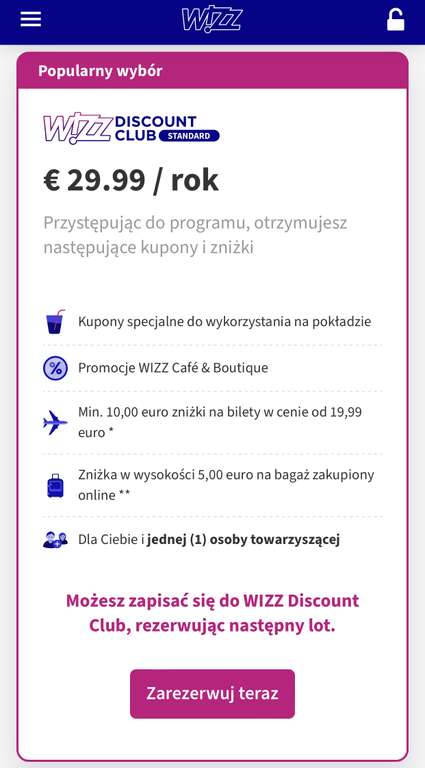 Wizzair Discount Club WDC za 29.99 euro