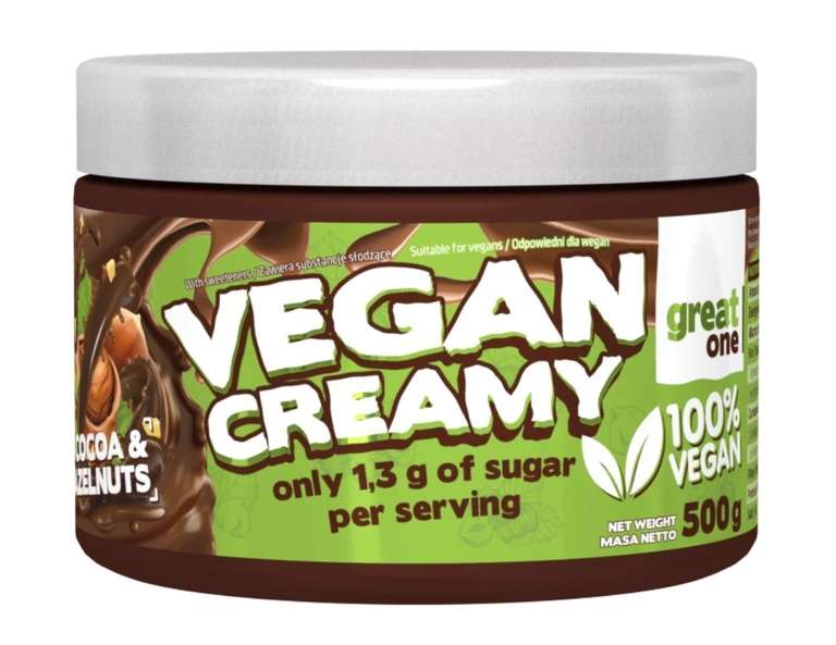 Krem orzechowo-kakaowy Great One Super Creamy lub Vegan Creamy, 500g