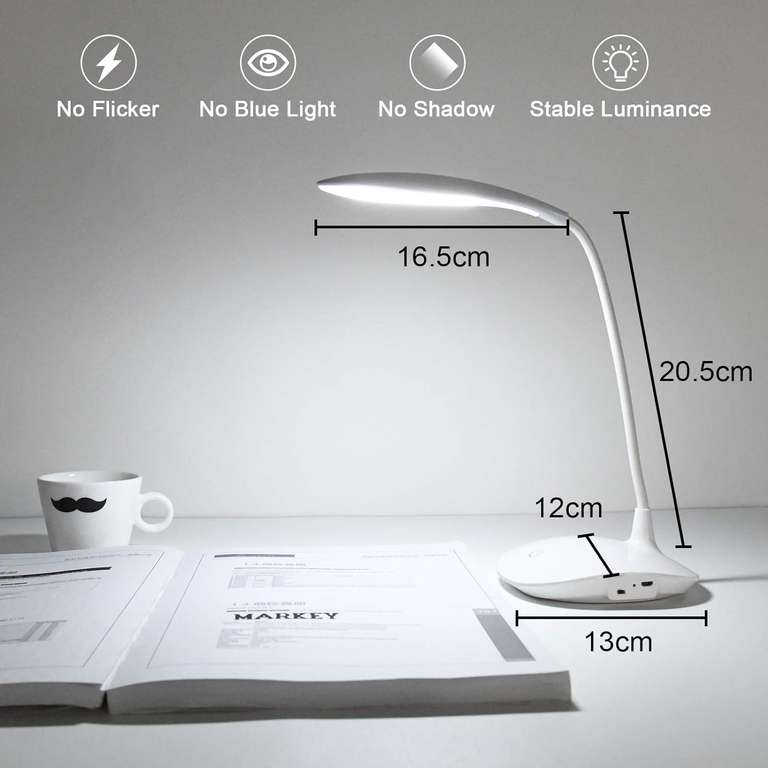 URAQT Lampa biurkowa, przenośna lampa USB, 3 tryby światła