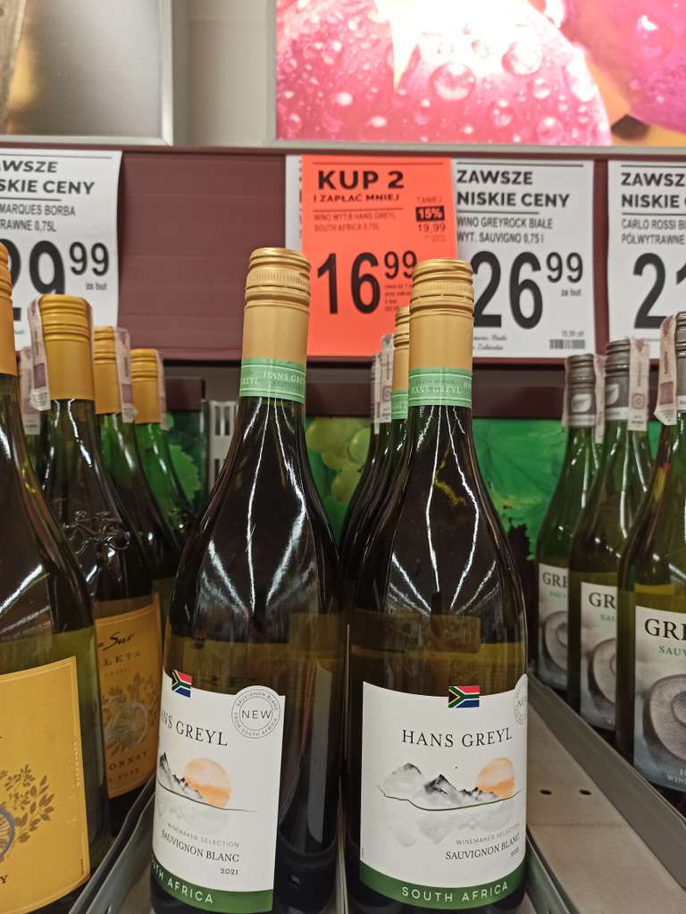 Wino Hans Greyl Sauvignon Blanc z Western Cape RPA - Biedronka przy zakupie 2 szt.
