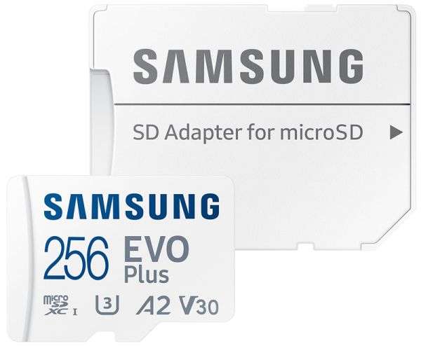 Karta pamięci Samsung microSDXC EVO Plus 256 GB U3, A2, V30 + adapter SD, zapis/odczyt 90/130, gwarancja 10 lat