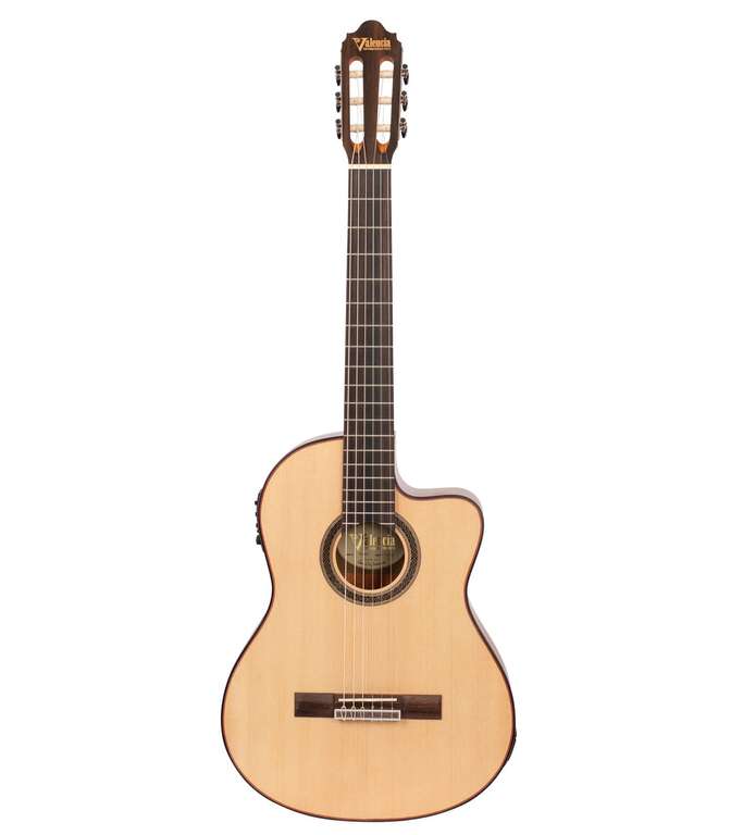 Gitara elektroklasyczna solid top Valencia VC704CE 4/4 Natural - super oferta
