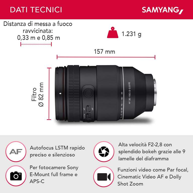 Obiektyw Samyang AF 35-150mm F2.0-2.8 FE do Sony E
