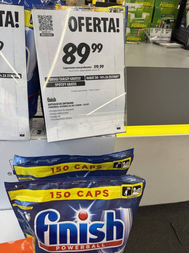 Kapsułki do zmywarki FINISH Powerball Quantum All in 1 Lemon - 150 szt. / Tylko sklepy stacjonarne / 1+1 / sztuka za kapsułkę 0,30zl