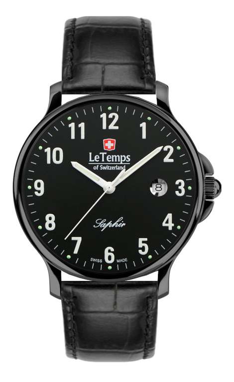 Zegarek męski Le Temps of Switzerland ZAFIRA, 41/7mm, 5ATM, Szafir. Biały (czarny 384zł).