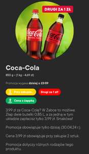 Butelka 850ml Coca-Cola za 3,99zł. przy zakupie dwóch