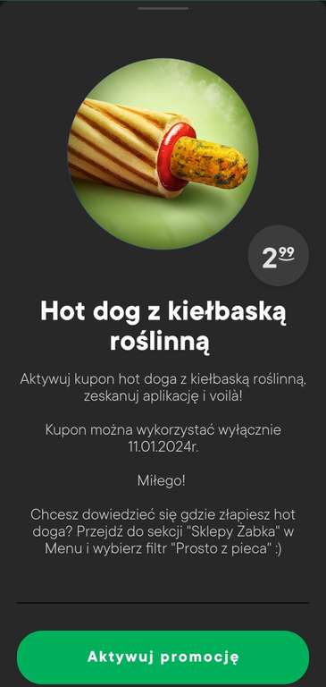Hot dog z kiełbaską roślinną @Żabka