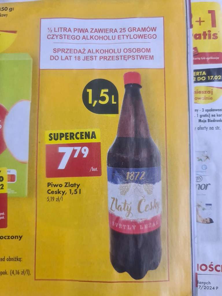 Piwo Cesky Leżak 5,4%, czeskie, butelka 1,5l w Biedronka