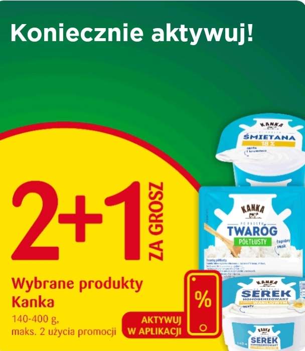 Serek wiejski 1,33 zł/200g @Delikatesy Centrum kupon w aplikacji 2+1 Wybrane produkty KANKA